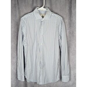 Todd Snyder Mens Blue White Striped Dress Shirt 2-Ply Cotton 15.5 32/33 Spread